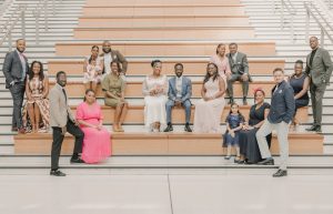 The African-Caribbean Wedding Photography London - Bridal party on stairs