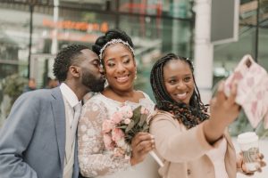 The African-Caribbean Wedding Photography London - Couple and maid of honour photo
